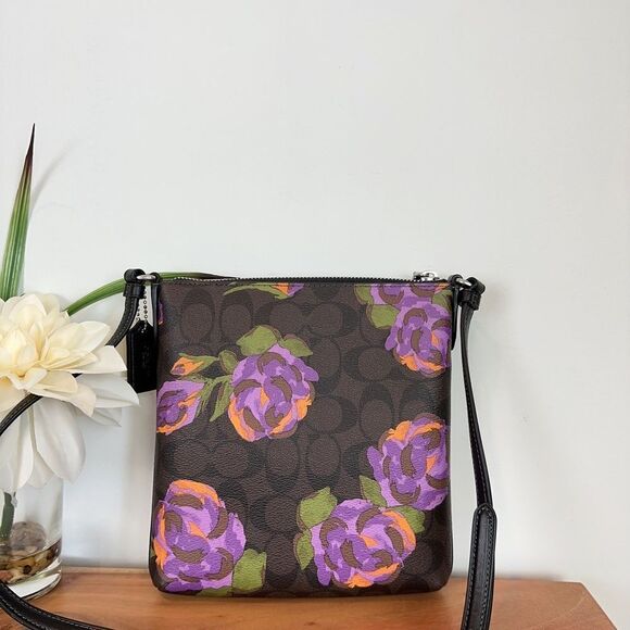 NWT Coach Mini Rowan File Bag In Signature Canvas With Rose Print - Picture 4 of 8
